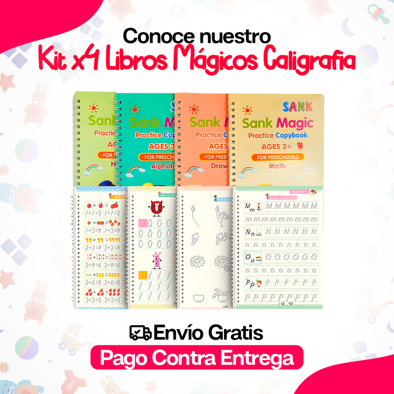 Kit x4 Libros Magicos Caligrafia