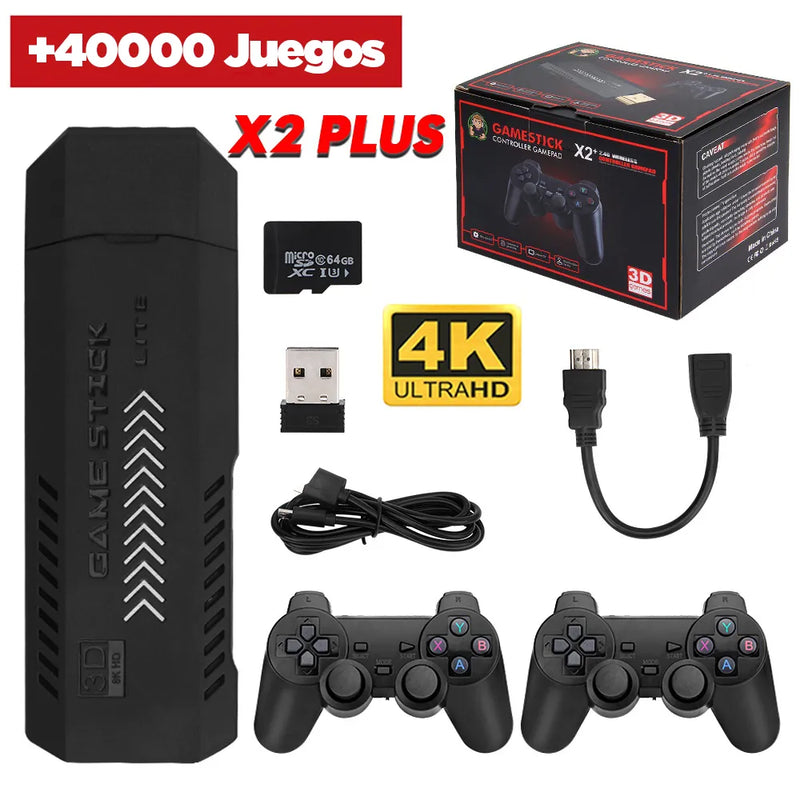 Video Game Stick 4k Retro 40.000 Juegos Original + 2 Mandos de Regalo